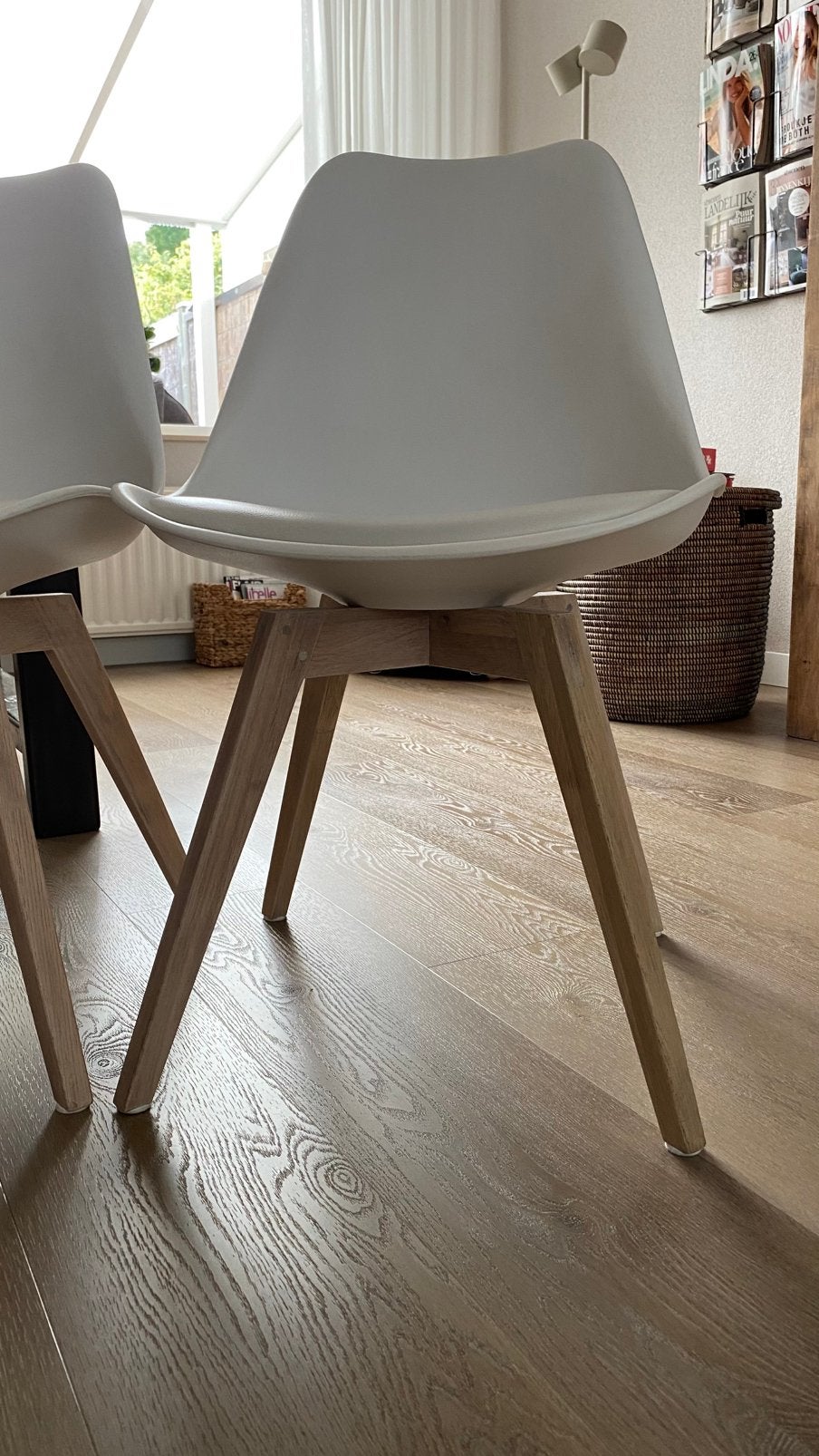Eetkamerstoelen 5 stuks, Ophalen, Kunststof, Gebruikt, Wit