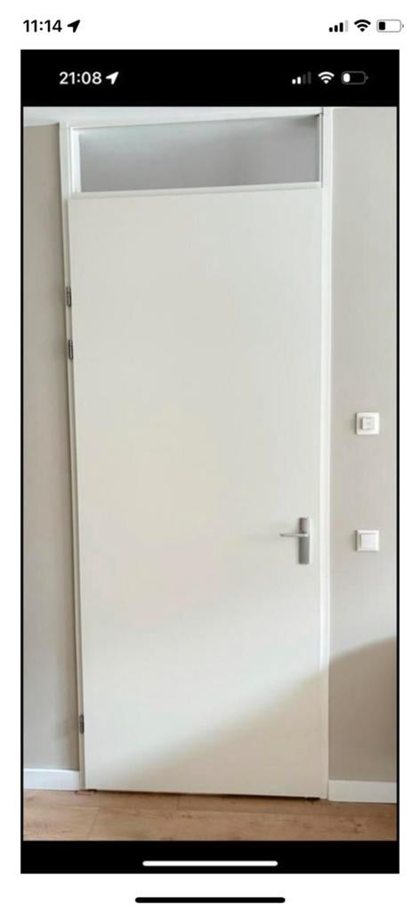 Witte binnendeur en kozijn. Rechtsdraaiend. 95 x 230, Doe-het-zelf en Verbouw, Deuren en Horren, Ophalen, Kunststof, 80 tot 100 cm