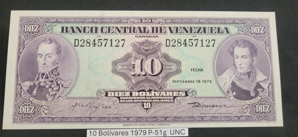 Venezuela 10 Bolívares 1979 P-51g UNC bankbiljet, Ophalen of Verzenden
