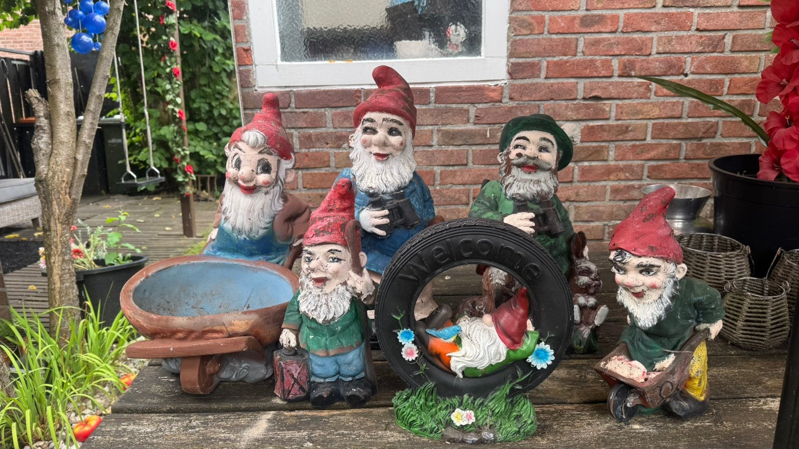 Tuinkabouters 6 stuks, Tuin en Terras, Tuinbeelden, Ophalen, Zo goed als nieuw, Beton