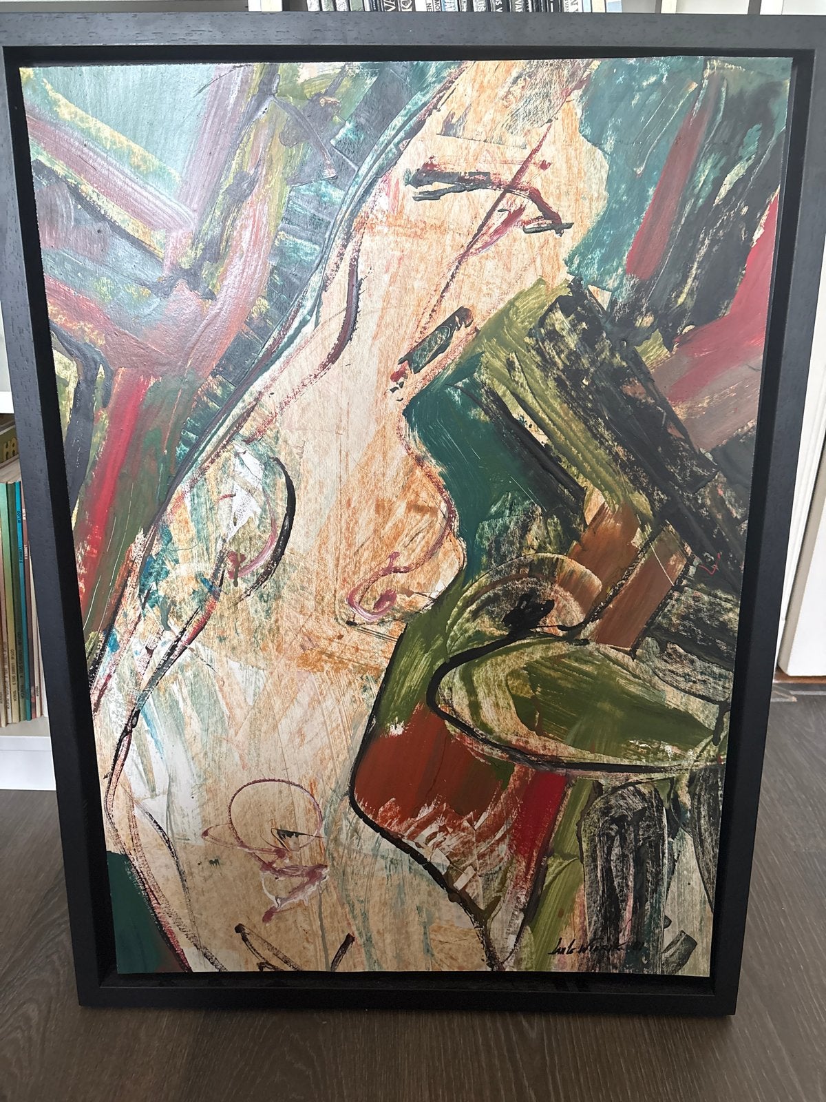 Abstract schilderij Jan te Wierik in baklijst, Ophalen of Verzenden