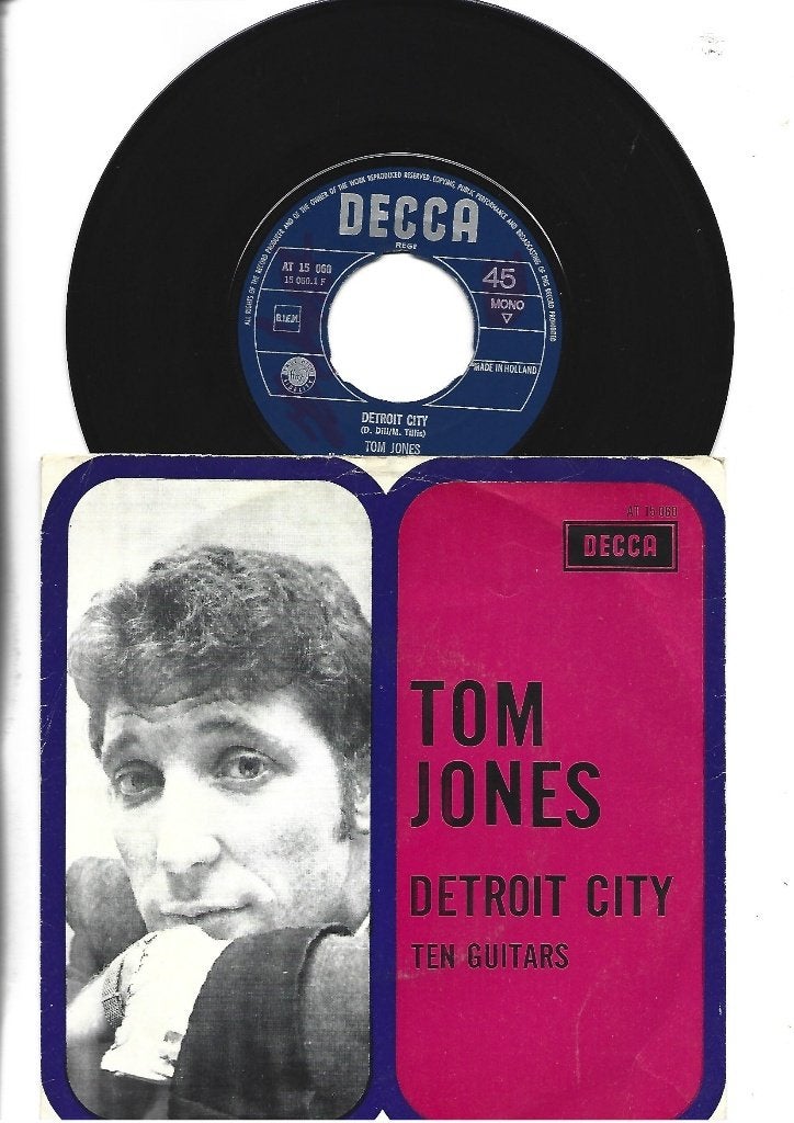 TOM JONES SINGLE 7" DETROIT CITY 1967, Cd's en Dvd's, Vinyl Singles, 7 inch, Single, Ophalen of Verzenden, Pop