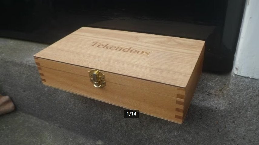 Luxe houten tekendoos zeer mooie kwaliteit pennenbak kistje, Ophalen of Verzenden, Gebruikt, Overige typen