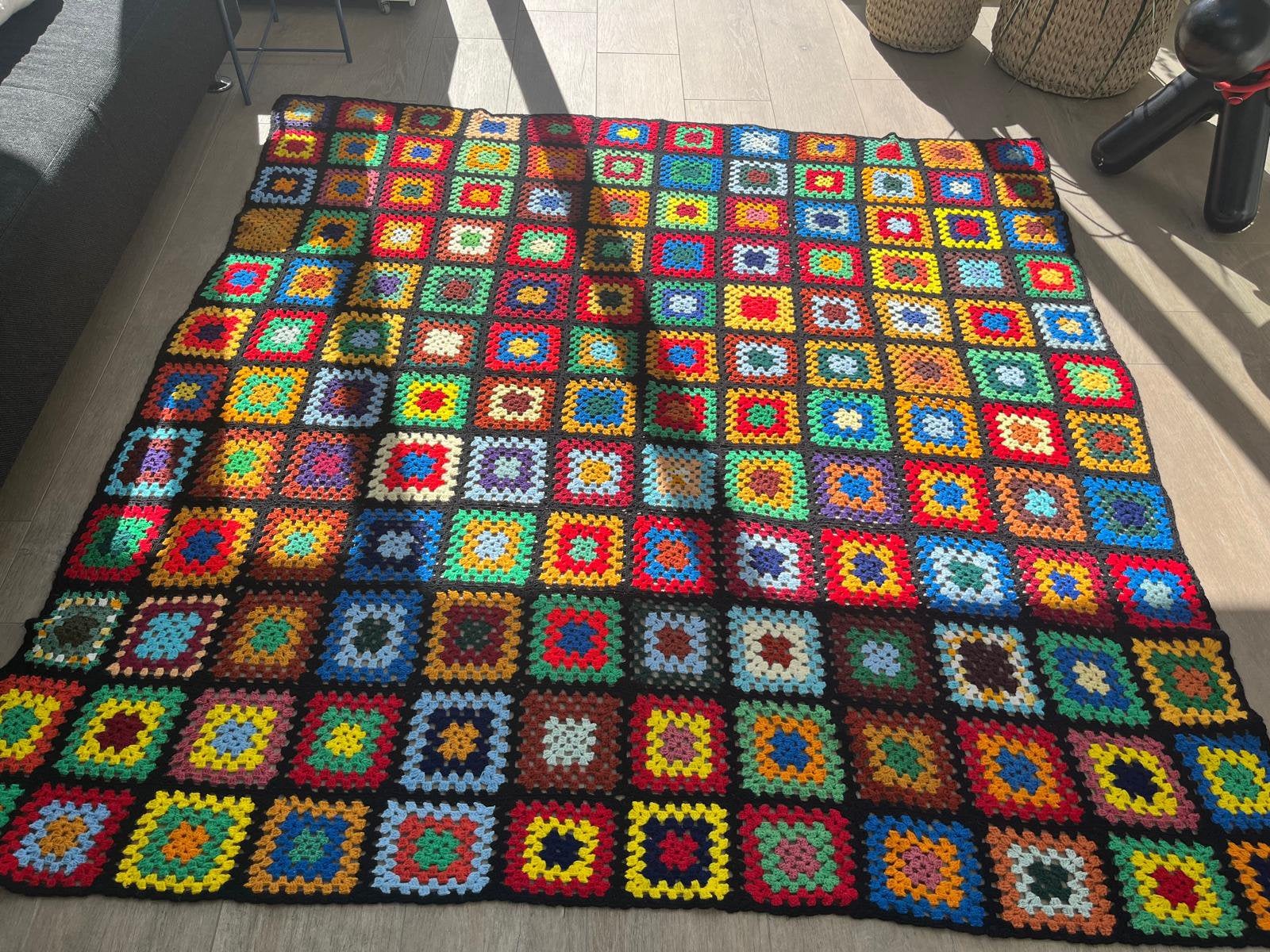 Gehaakt kleed/sprei 200 x 200, Gebruikt, Wol, 200 cm, Ophalen of Verzenden