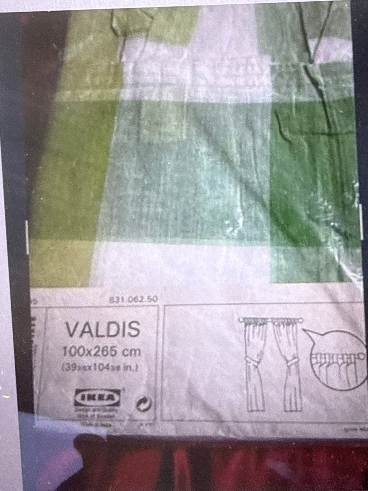 IKEA VALDIS Gordijnen 100x265 cm - Groen/Wit Geruit, Ophalen, Nieuw, Gordijn, IKEA
