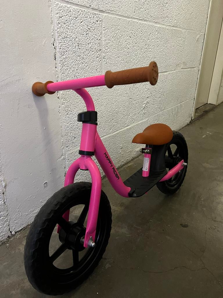 Roze meisjes loopfiets Happy Rider - Zo goed als nieuw, Ophalen of Verzenden, Zo goed als nieuw, Loopfiets