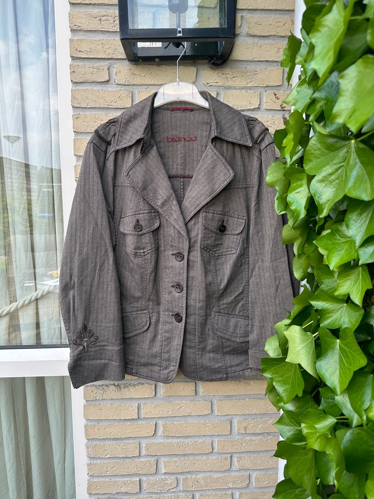 Bianca jasje | blazer | bruin visgraat | maat 46, Kleding | Dames, Ophalen of Verzenden, Zo goed als nieuw, Maat 46/48 (XL) of groter