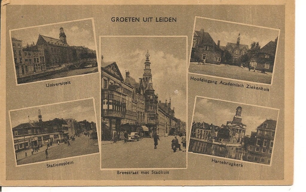 Groeten uit Leiden., Ophalen of Verzenden, 1940 tot 1960, Ongelopen, Zuid-Holland