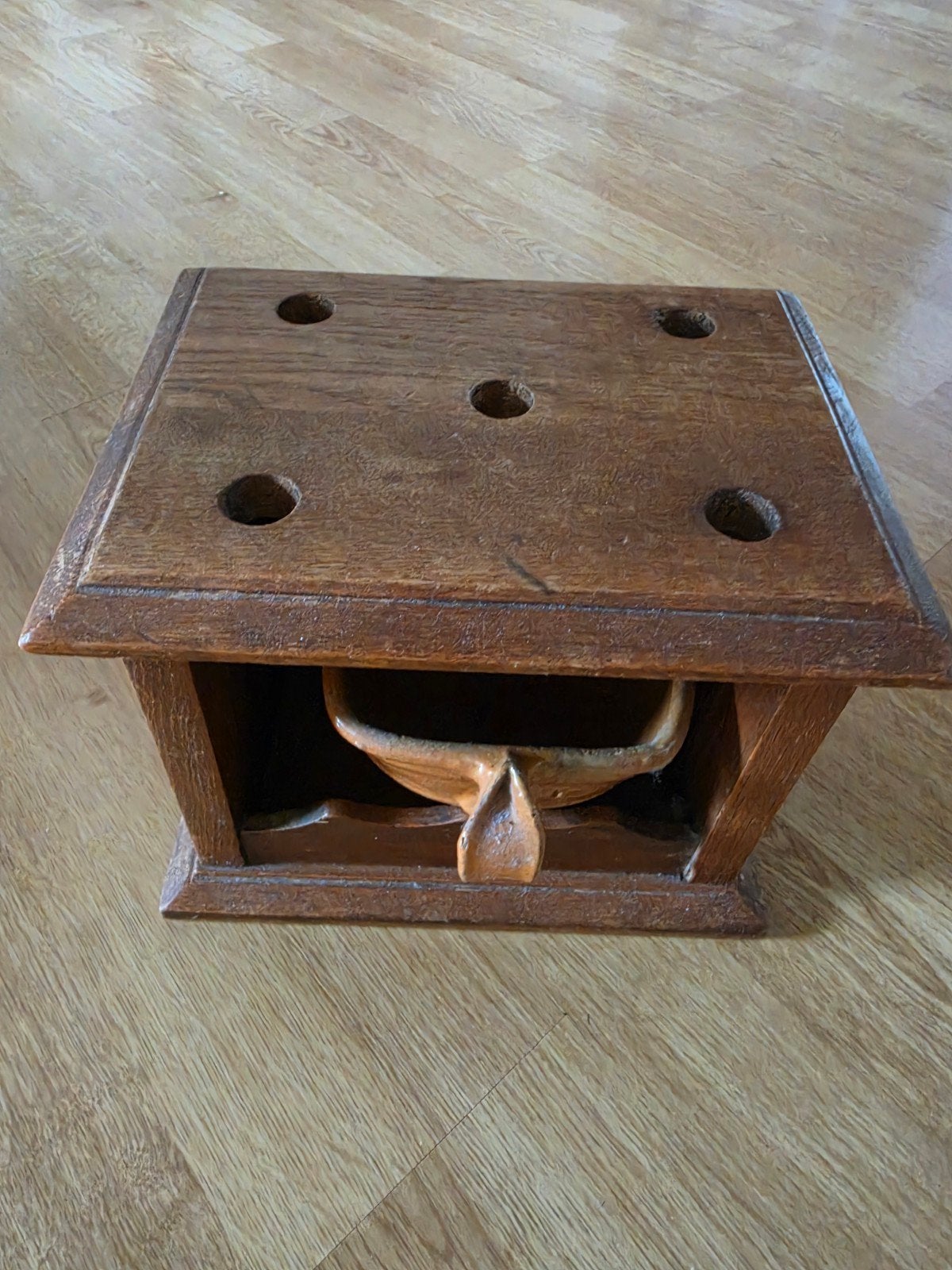 Antieke houten voetenstoof met test, Antiek en Kunst, Ophalen