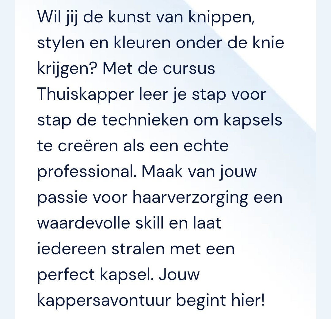 cursus thuiskapper, Boeken, Ophalen of Verzenden, Alpha, Nieuw