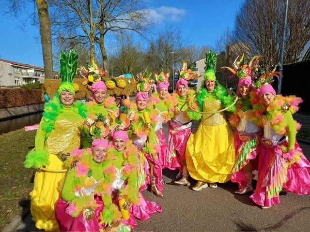 Tropical outfits feestkleding / carnavalsloopgroep, Ophalen, Carnaval, Maat 42/44 (L), Zo goed als nieuw