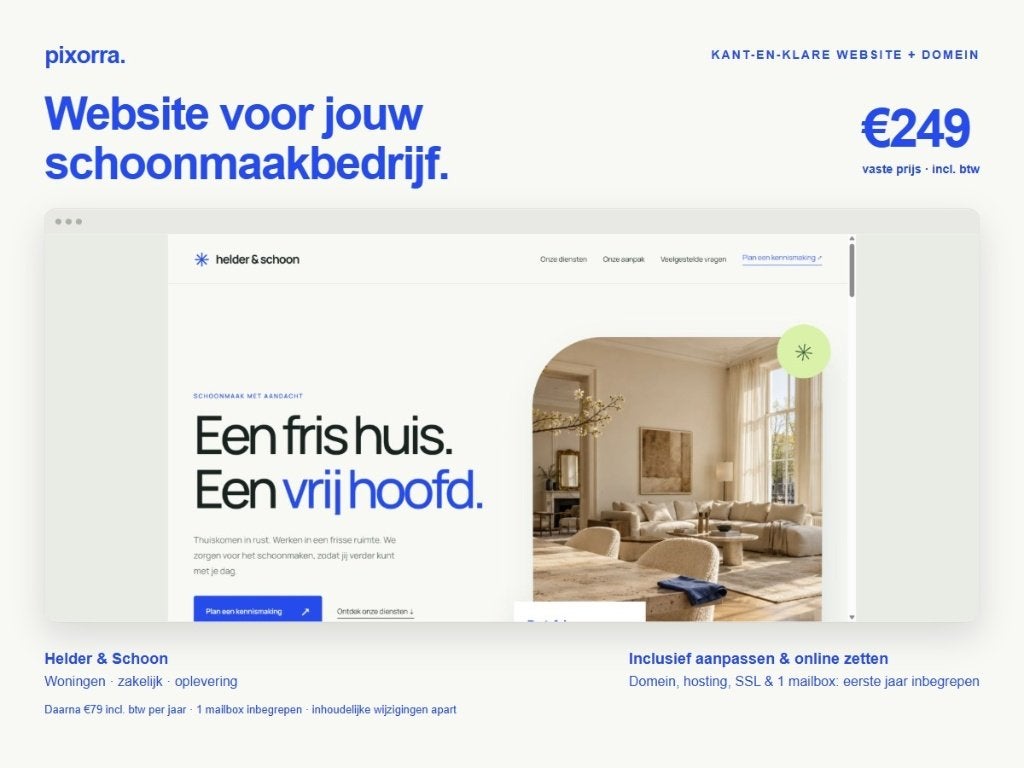 Complete schoonmaakwebsite + domein | €249, Website Bouw