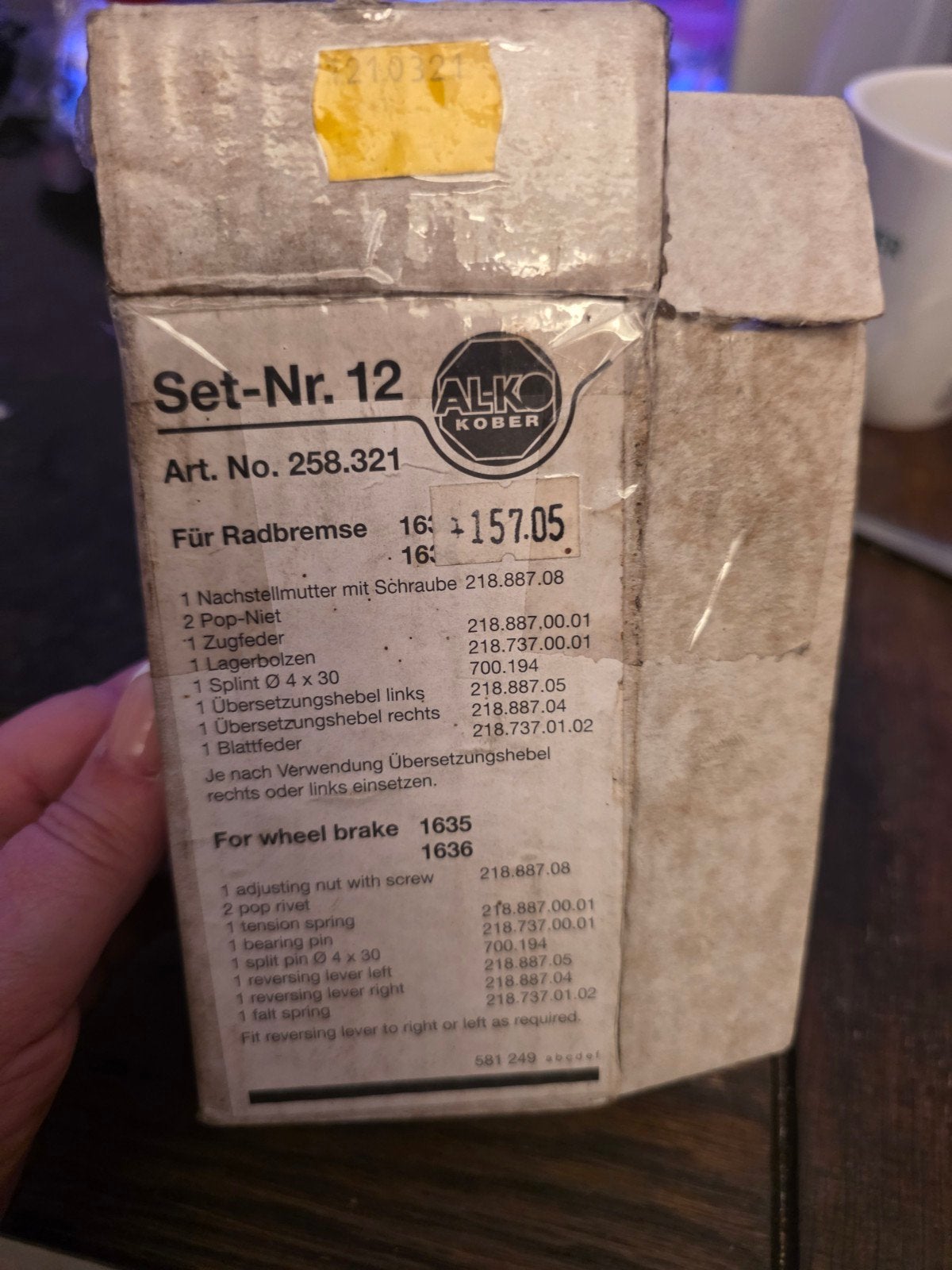 AL-KO Set-Nr. 12 Onderdelen voor Radbremse, Auto diversen, Ophalen of Verzenden