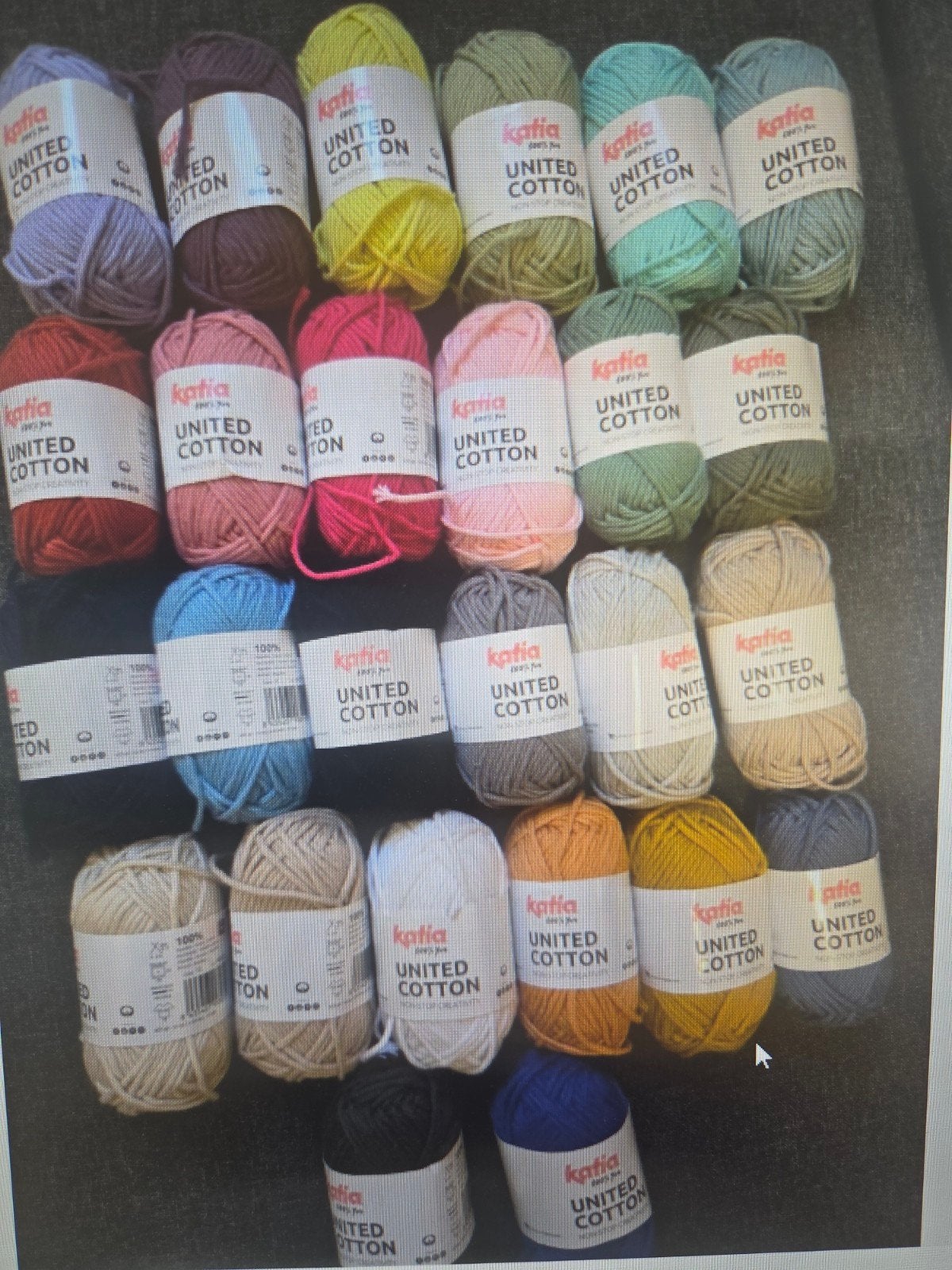 Zolderopruiming 26 bolletjes katia united cotton nld 4/ 4,5, Ophalen of Verzenden, Nieuw, Breien of Haken, Wol of Garen