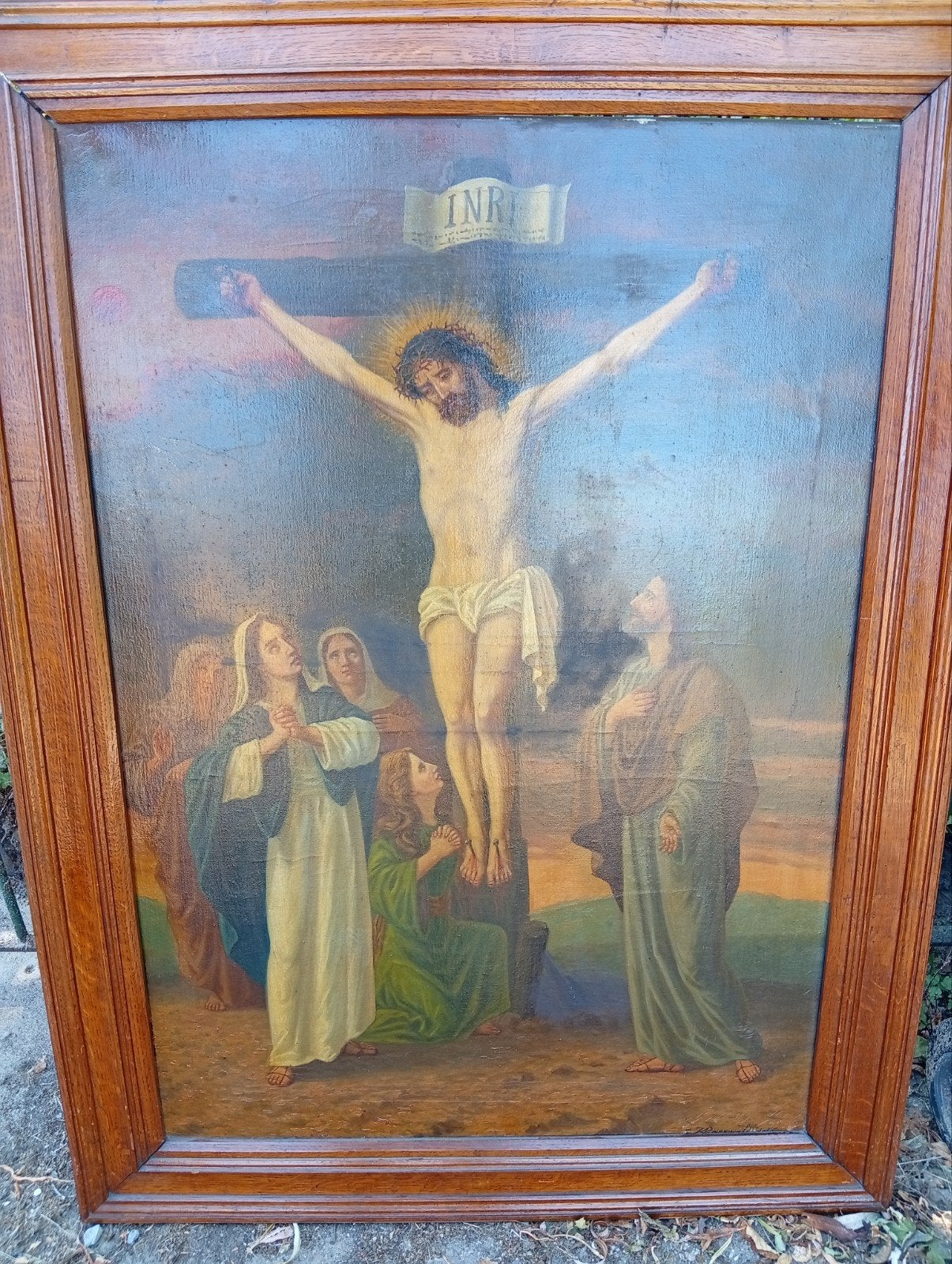 Oud olieverfschilderij: Christus aan het kruis, Ophalen of Verzenden