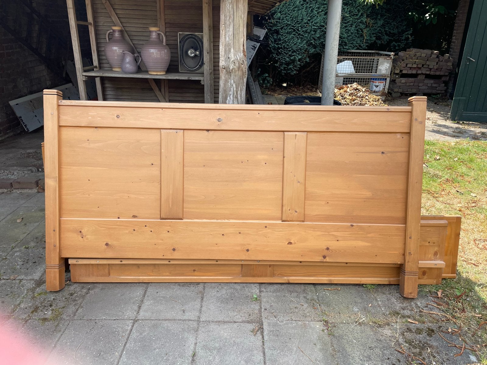 Houten bed 180x200 met verstelbare lattenbodems, Ophalen, Tweepersoons, 180 cm, 200 cm