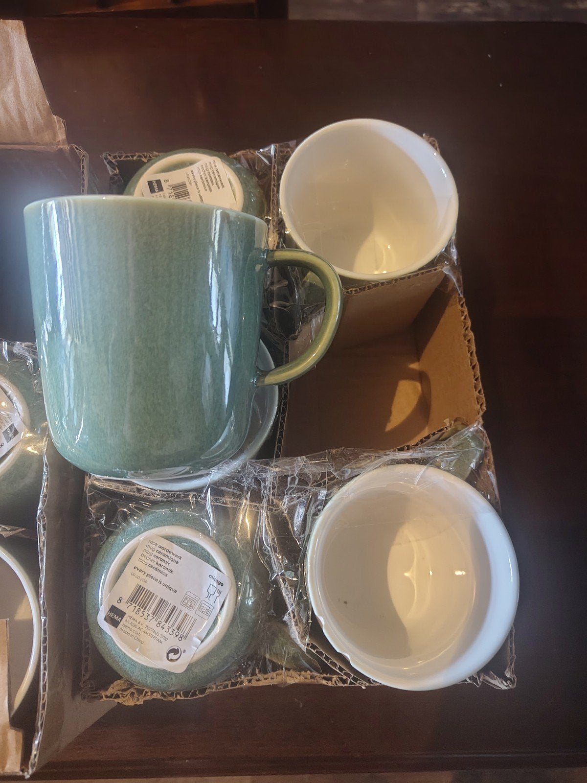 Hema Groen Aardewerk Mokken Set Koffie, Espresso, Cappuccin, Ophalen