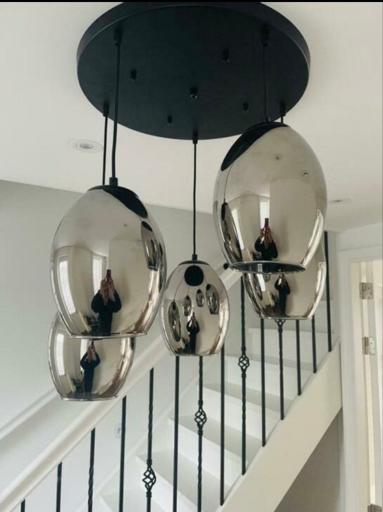HANGLAMP ERIC KUSTER OVAAL 5 LICHTS XXL BLACK, Huis en Inrichting, Lampen | Hanglampen, Ophalen of Verzenden, Zo goed als nieuw