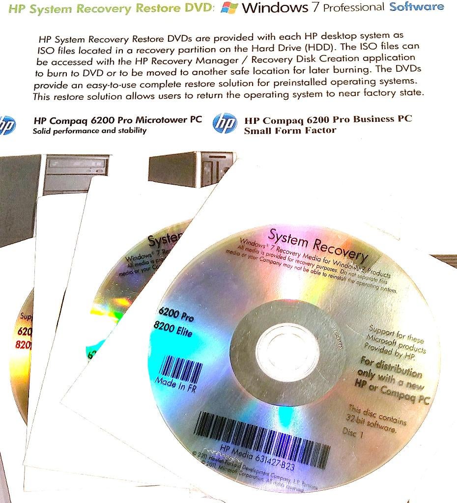 Windows 7 HP Compaq 6200 Pro 8200 Elite Recovery 4-DVD x86, Computers en Software, Besturingssoftware, Nieuw, Windows, Ophalen of Verzenden