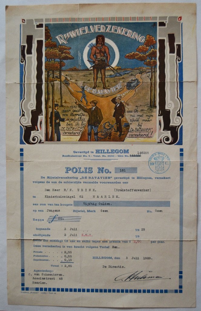 De Batavier.  Verzekeringspolis, Ophalen
