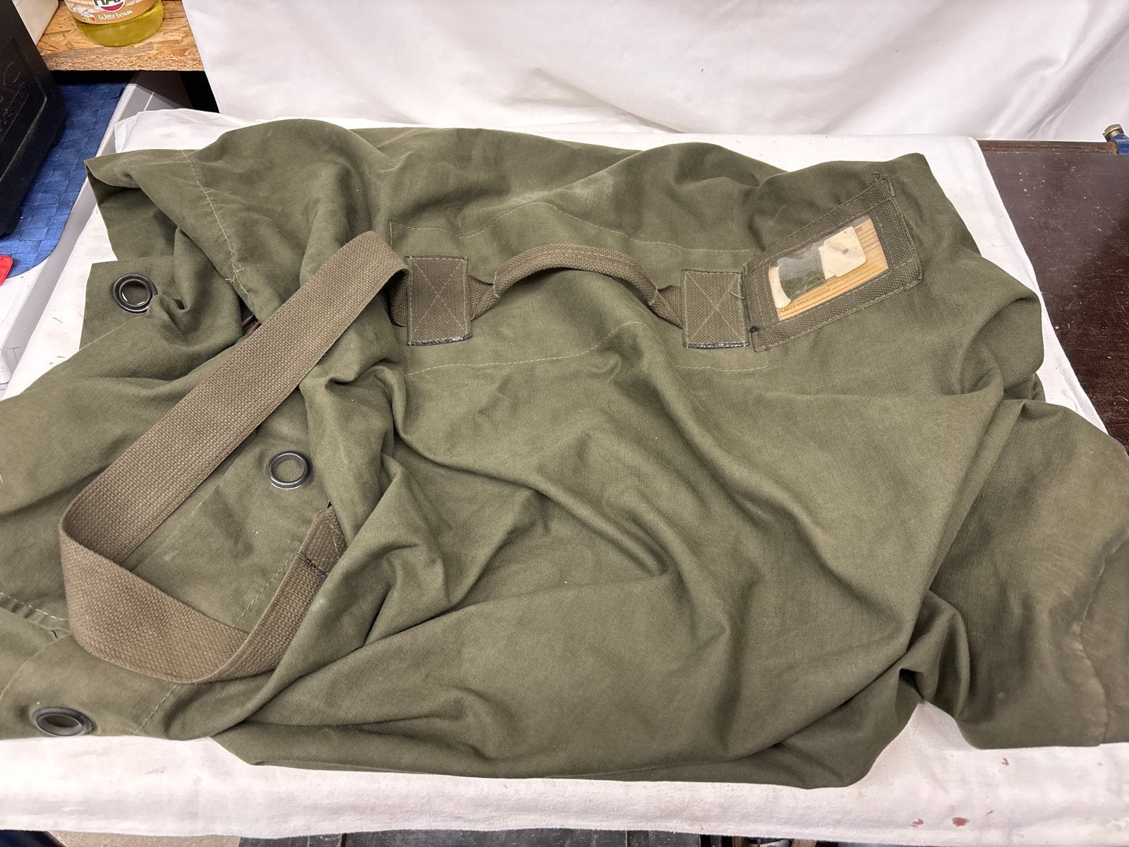 Grote Groene Leger Tas - Stevige Canvas Reistas, 30 cm of meer, Gebruikt, Groen, 35 tot 55 cm