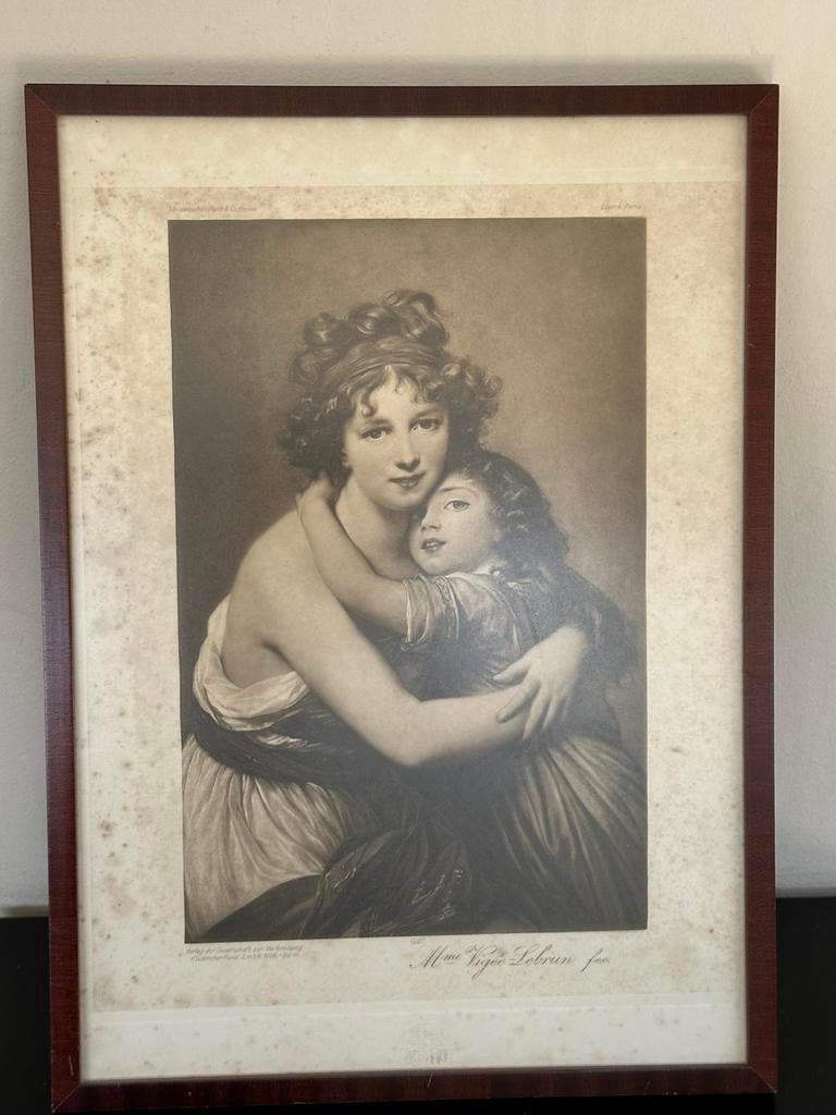 1904 Frankrijk gravure Mme Vigee Lebrun en dochter, Antiek en Kunst, Ophalen of Verzenden