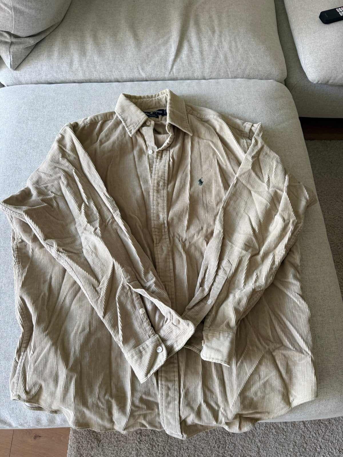 Ralph Lauren beige corduroy ribstof blouse maat XL, Ophalen of Verzenden, Zo goed als nieuw, Beige