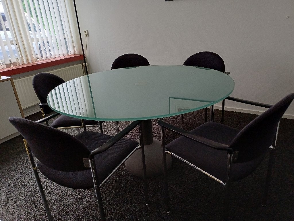 Ronde eettafel, Huis en Inrichting, Tafels | Eettafels, Ophalen, Gebruikt, Rond, Glas