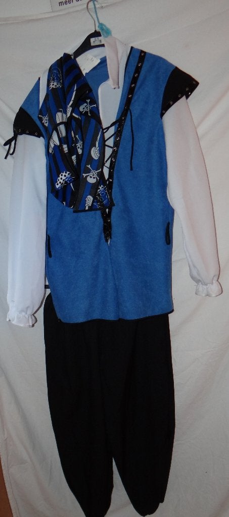 Leuk blauw/wit/zwart PIRAAT/ZEEROVER/PIRATES pak, Carnaval, Maat 48/50 (M), Ophalen of Verzenden, Kleding