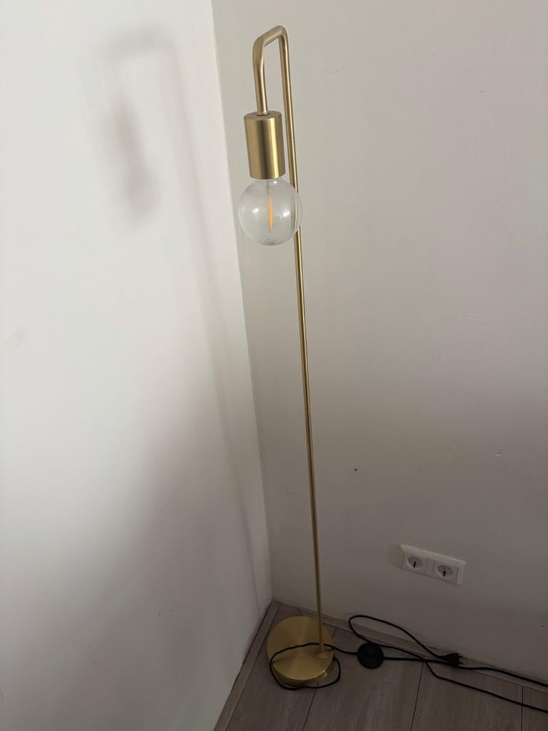 Set Stijlvolle gouden vloerlamp en tafellamp, Ophalen of Verzenden, Zo goed als nieuw, Metaal, 150 tot 200 cm