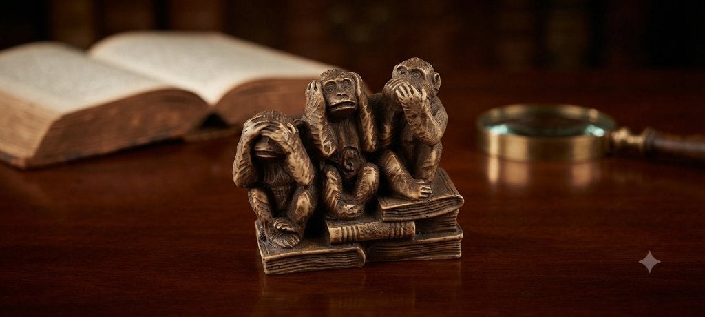 Uniek 3-wise monkeys beeldje (Horen, zien en zwijgen), Antiek en Kunst, Curiosa en Brocante, Ophalen of Verzenden