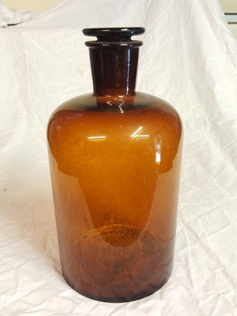 Stopfles, gaaf en groot, bruin glas, 19e-20ste eeuw, Verzenden