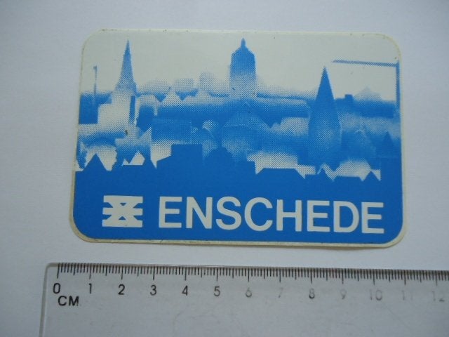 sticker oud Enschede stad retro plastic, Verzenden, Zo goed als nieuw, Bedrijf of Vereniging