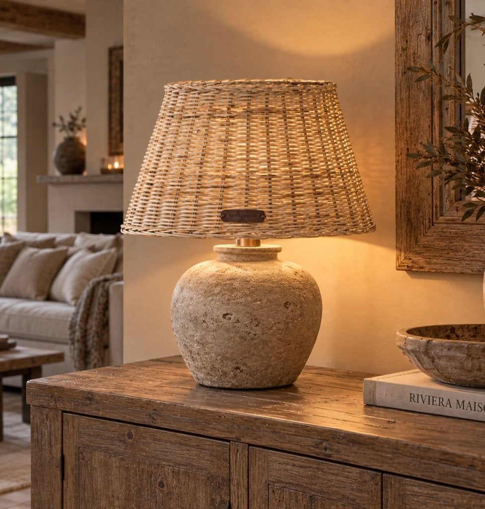 Nieuw Riviera Maison rattan naxos lampenkap!, Info@rivieramaison.nl, Nieuw, Ophalen of Verzenden, Riviera Maison