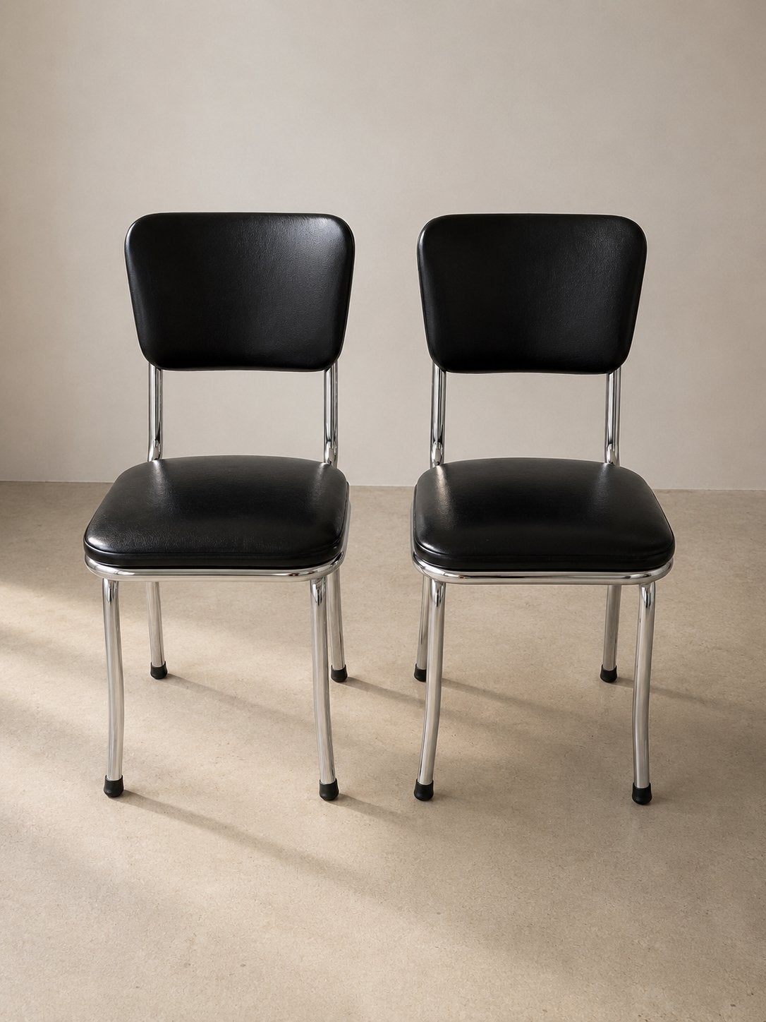 Set 2 Vintage Jaren 60 Buisframe Stoelen Mid Century, Ophalen, Zwart