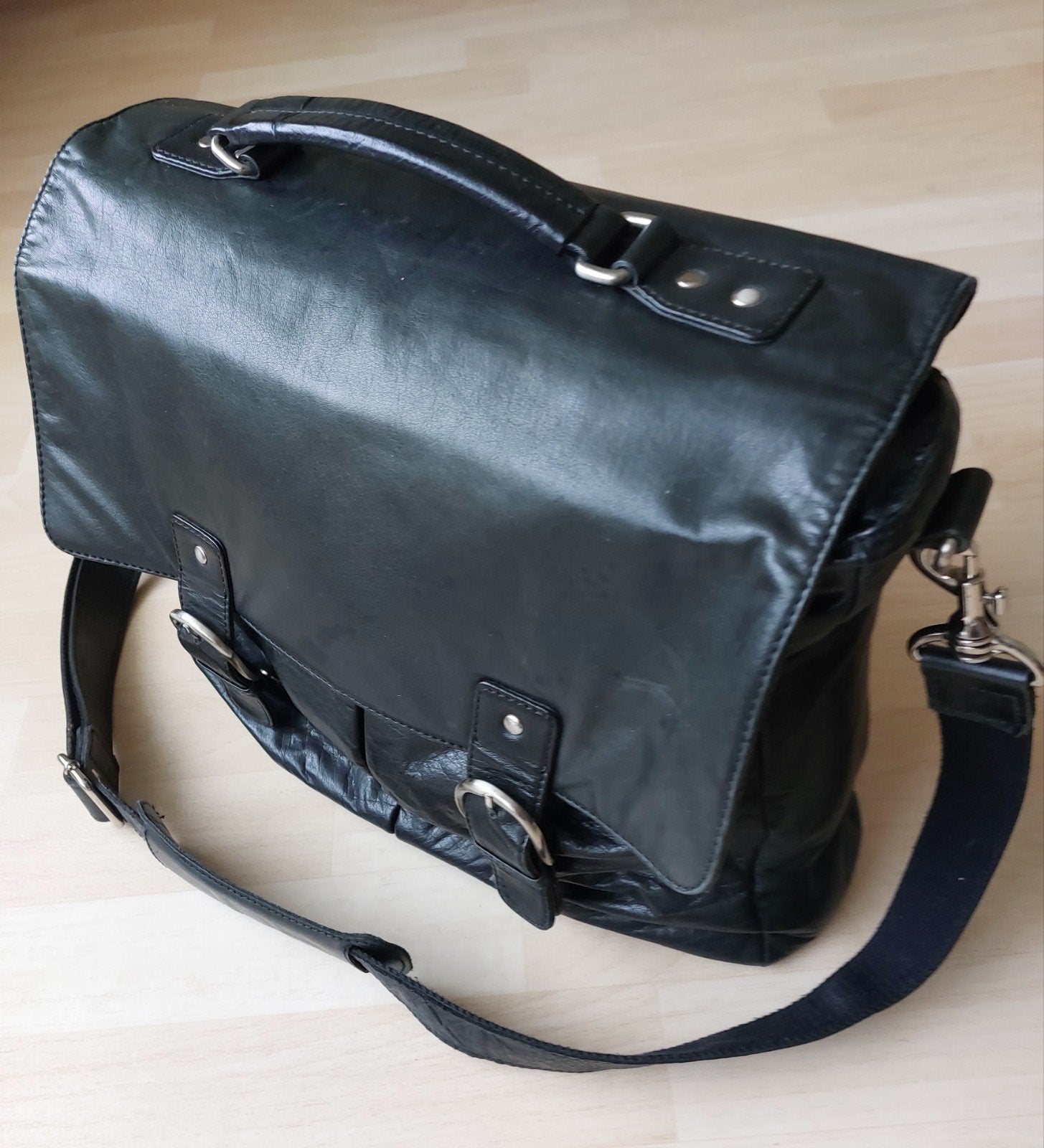 Clarks, zgan grote zwarte leren werktas/ aktetas., 30 tot 40 cm, Zwart, Aktetas of Boekentas, Ophalen of Verzenden