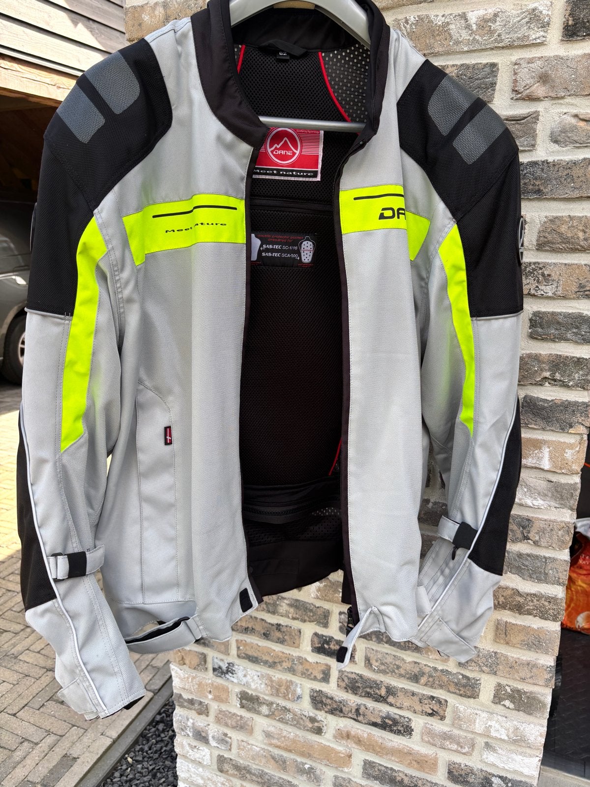 Dane motorjas, maat 62, grijs/zwart/geel, Ophalen of Verzenden, Tweedehands, Heren, Jas | textiel
