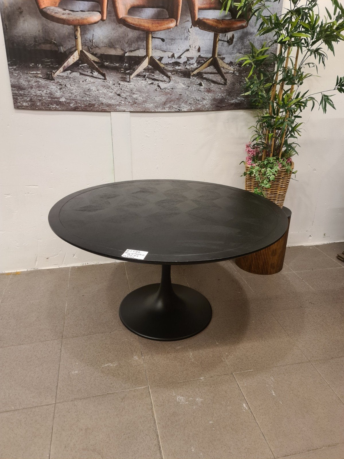 nieuwe Richmond Blax eettafel rond 140cm zwart eikenhout, Ophalen, Hout, Zwart, .
