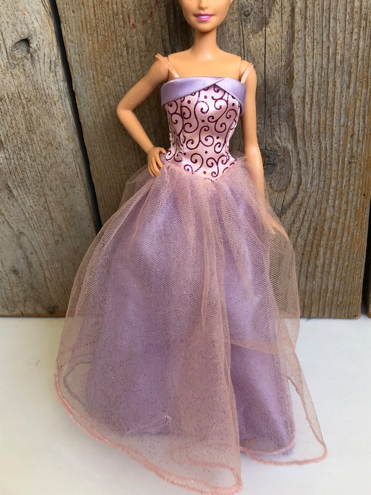 Paars prinsessen Barbie jurk, Ophalen of Verzenden, Zo goed als nieuw, Barbie