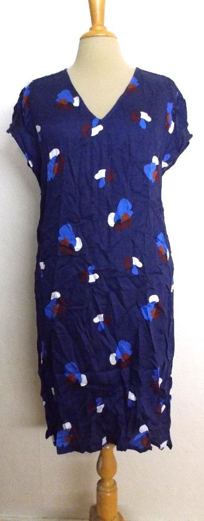 Leuk donkerblauw print jurkje van Seidensticker! M, Kleding | Dames, Maat 38/40 (M), Zo goed als nieuw, Knielengte, Verzenden