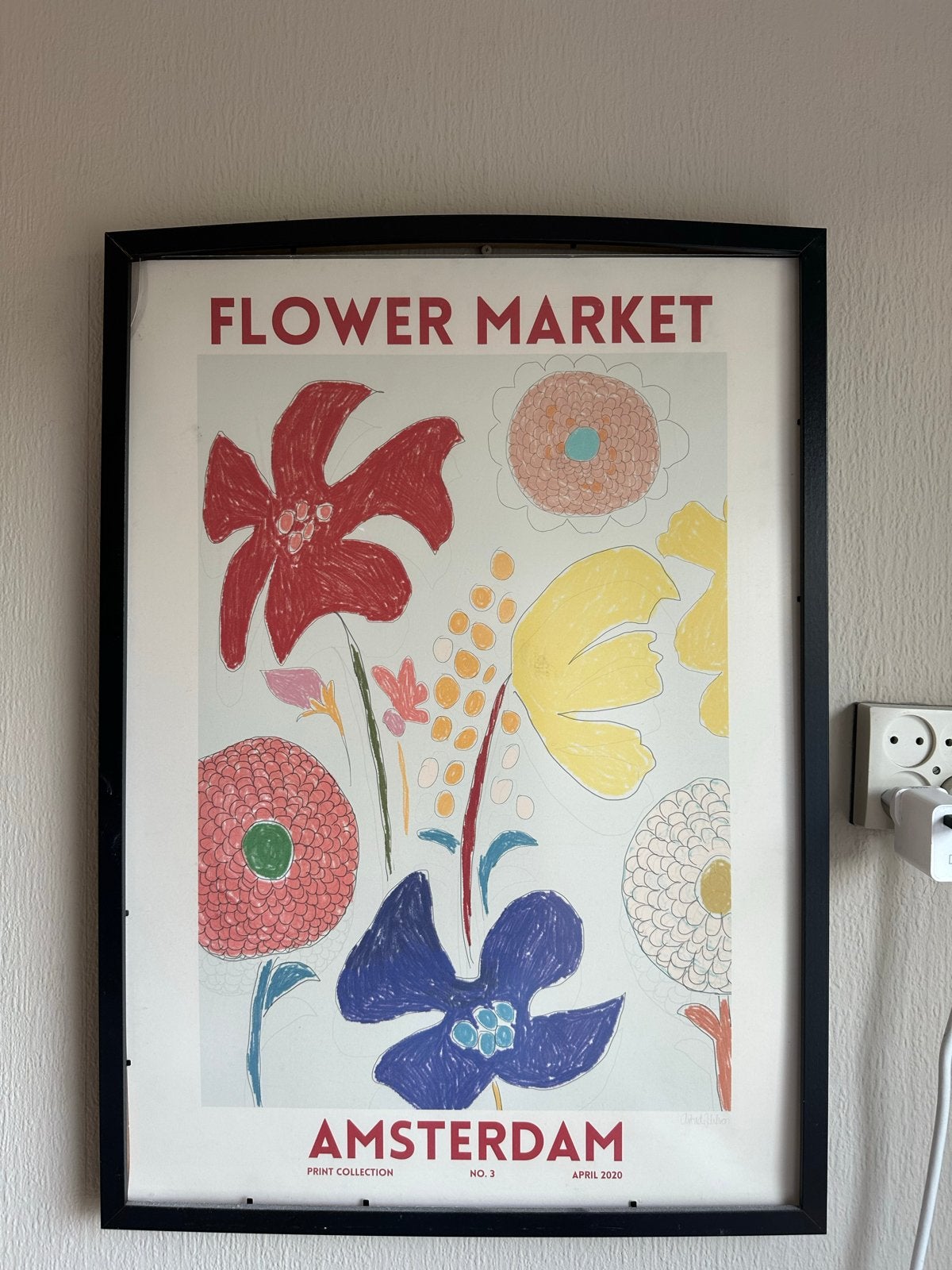 Print 'Flower Market Amsterdam' van Anna Nina, Antiek en Kunst, Ophalen, Print, Print/reproductie, Ingelijst