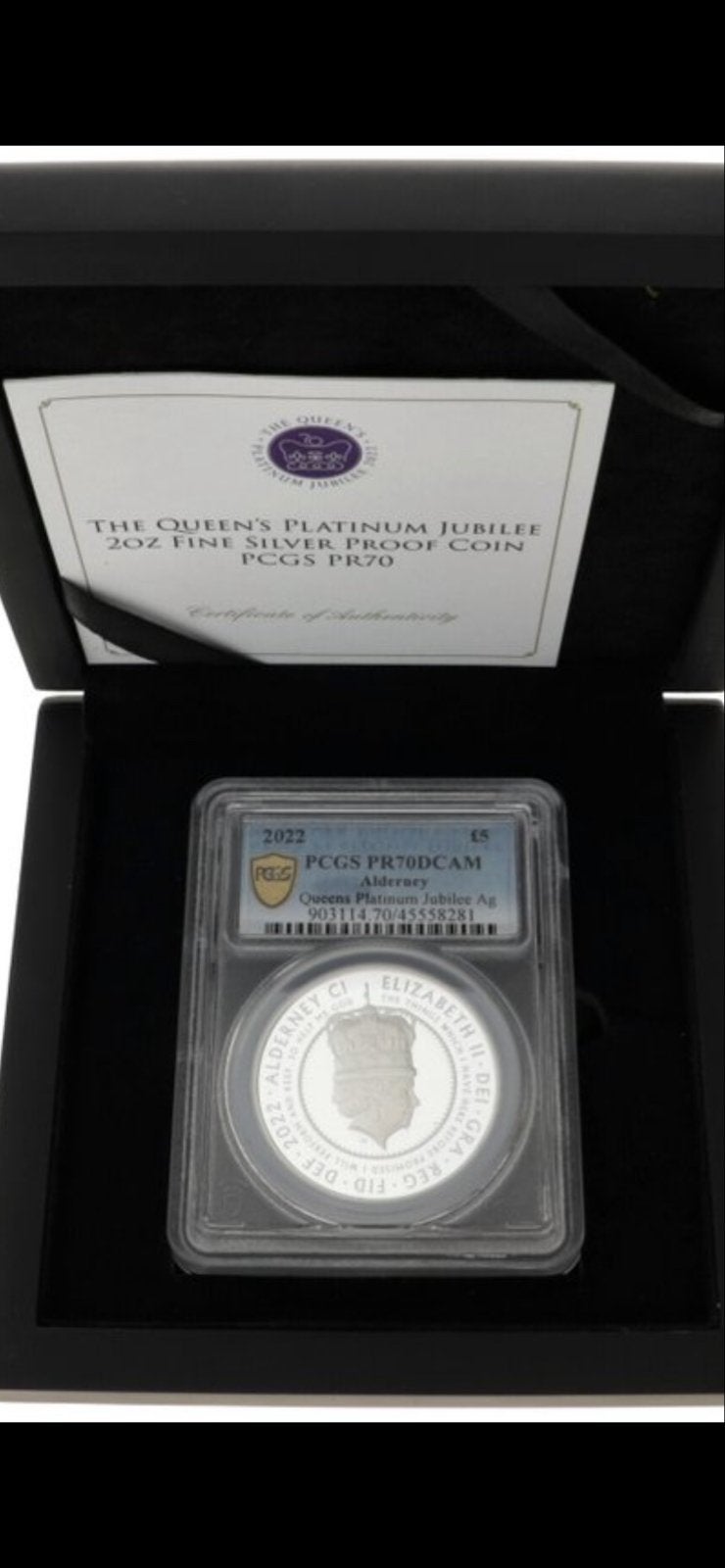 2022 Queen's Platinum Jubilee 2oz Zilveren Munt PCGS PR70, Ophalen of Verzenden