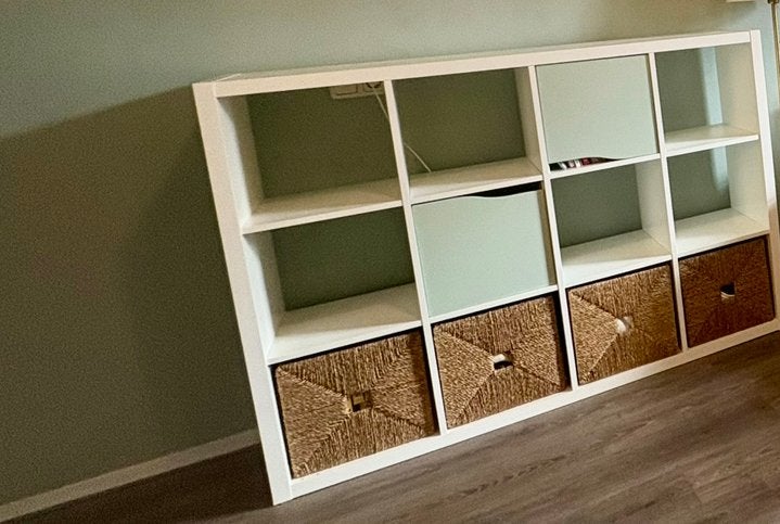 IKEA Kallax kast wit met 2 groene inzetstukken, Ophalen, Zo goed als nieuw