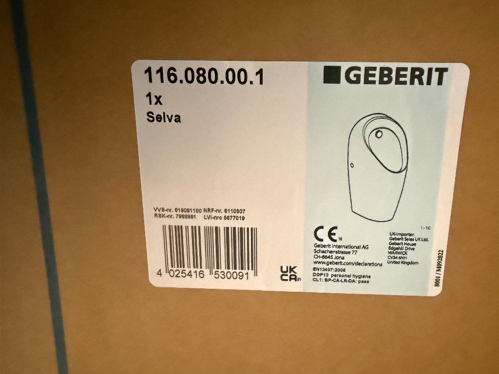 4 x Geberit Selva Urinoir - Nieuw in doos - 116.080.00.1, Ophalen, Nieuw, Overige typen