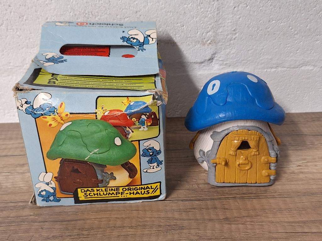 Vintage Schleich Smurfenhuisje in verpakking jaren 80, Ophalen of Verzenden, Gebruikt
