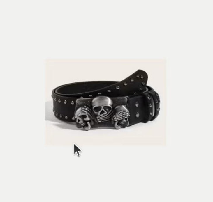 Luxe Gothic riem met 3 schedels zwart (105cm), Kleding | Heren, Ophalen of Verzenden, Nieuw, Zwart
