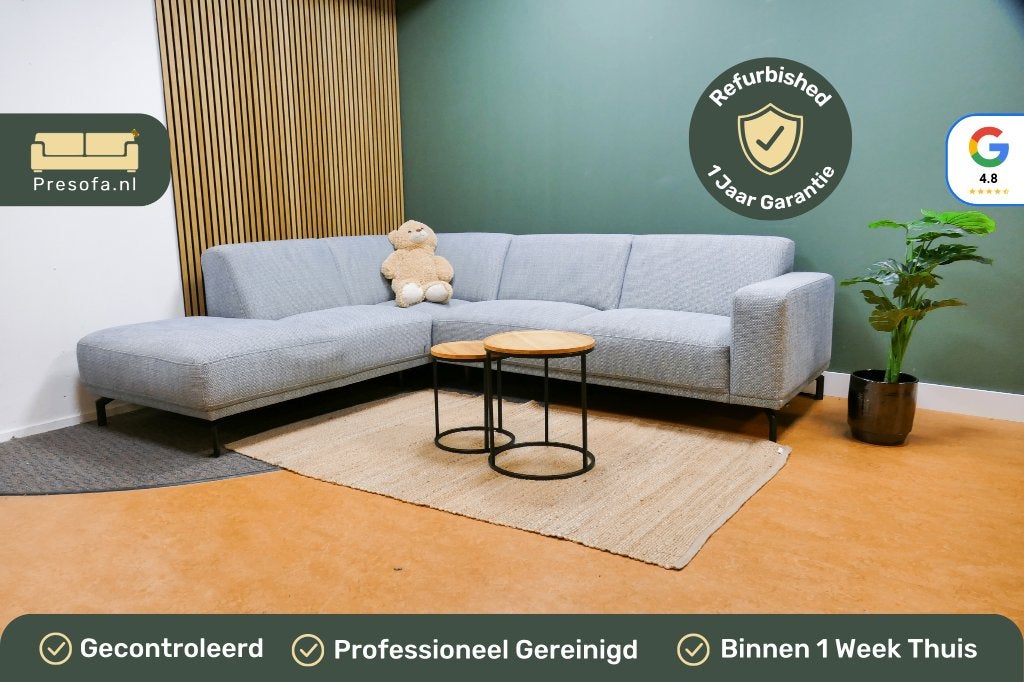 Montel Hoekbank Viano Blauw [Refurbished], Huis en Inrichting, Banken | Bankstellen, 250 tot 300 cm, -, -, Hoekbank