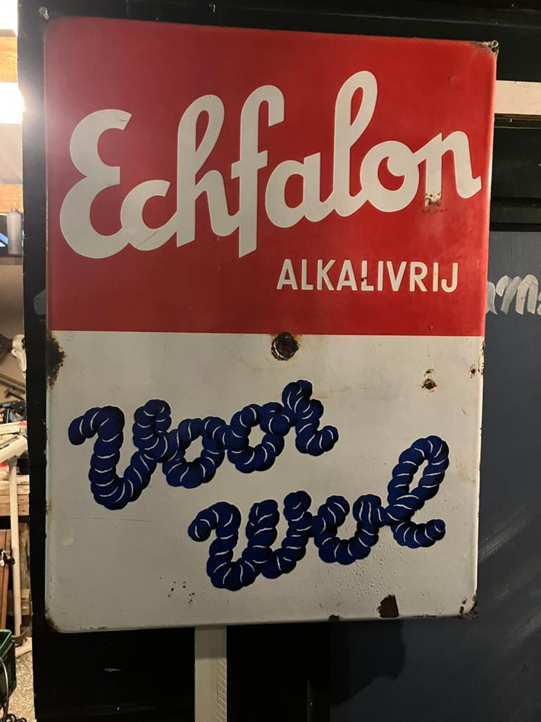 Vintage Echfalon Emaille Bord - Alkalivrij Voor Wol!, Ophalen of Verzenden