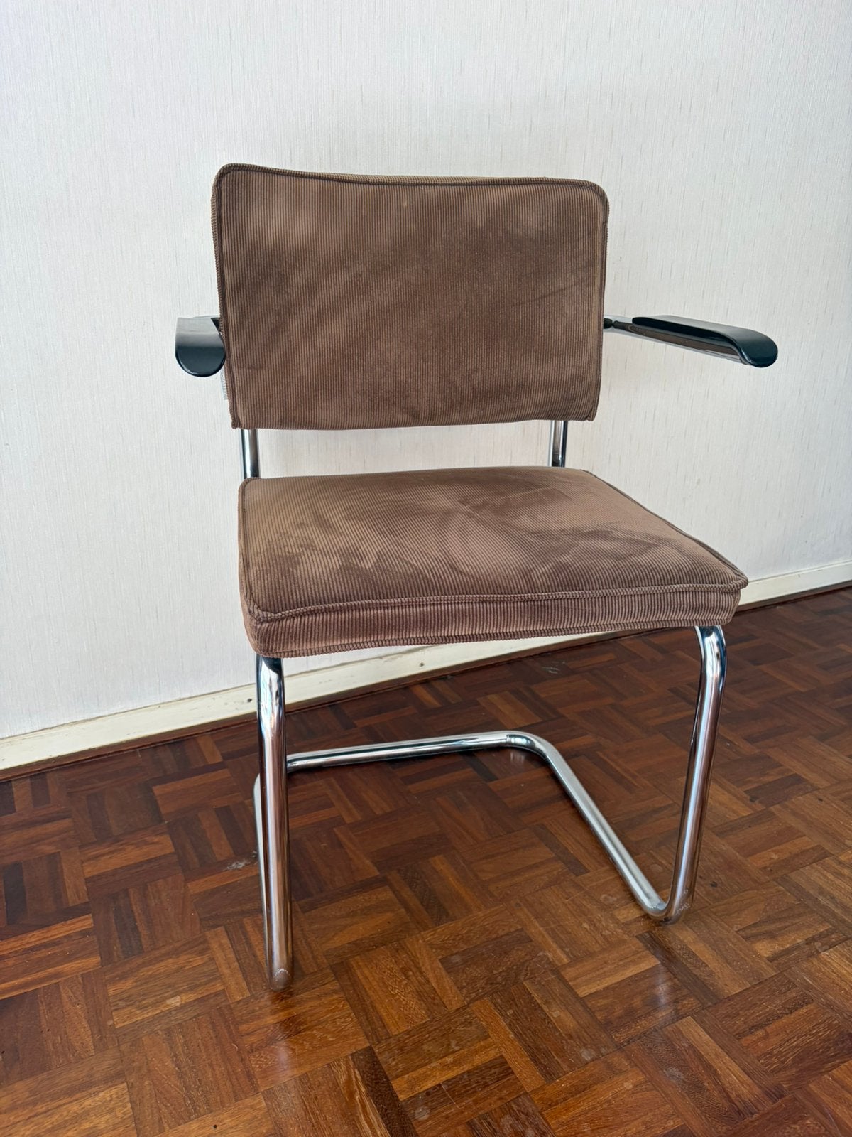 Te koop: bruine ribstoel., Ophalen, Gebruikt, Bruin, Retro / vintage.