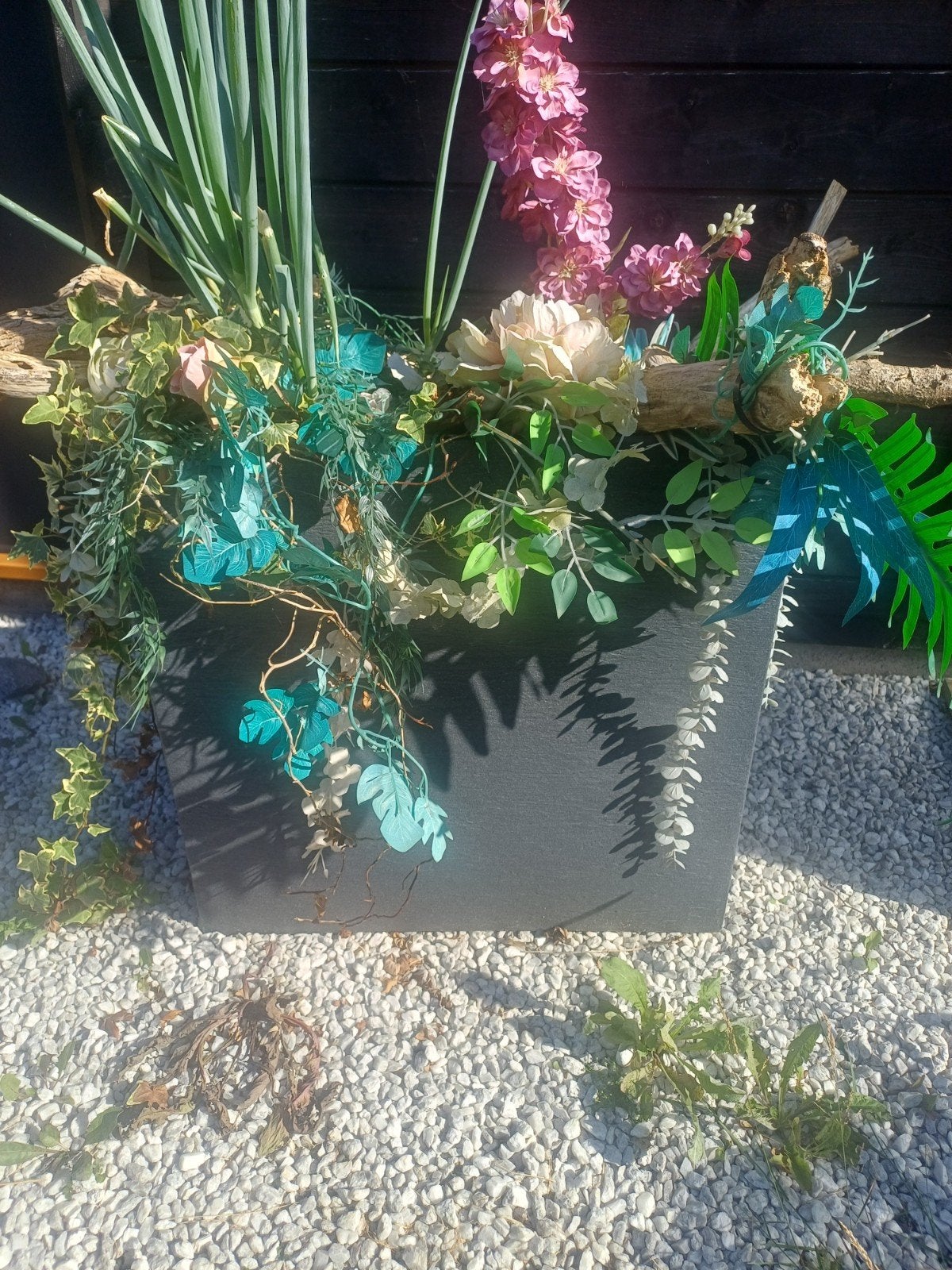 Decoratieve Kunstplanten Arrangement in Pot, Gebruikt, Ophalen of Verzenden, Inclusief kunstbloemen, Kunststof